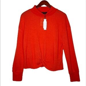 Sanctuary NWT Twist Front Mock Neck Sweater Size Large in Bright Melon